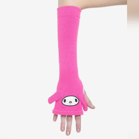 Sanrio My Melody Pink 3D Fingerless Arm Warmer Mittens Gloves - Picture 2 of 8